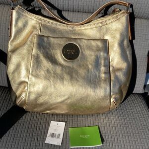 KATE SPADE Gold Leather LORI Hobo Leather Bag Purse